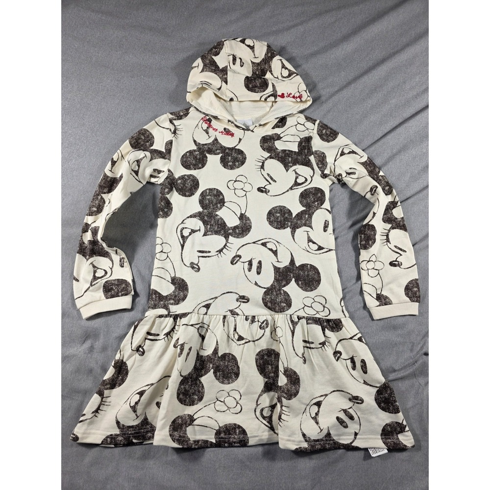 NWOT Disney Mikey Minnie Mouse Girls Youth 9/10‎ Long Sleeve Terry Hooded Dress